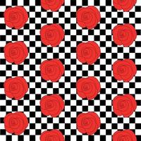 Red roses on the background of a chessboard vector