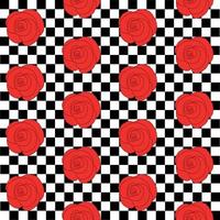 Red roses on the background of a chessboard vector