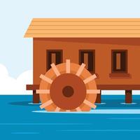 Vector Image Of A Water Wheel