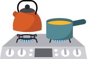 Vector Image Of A Pot And A Kettle On A Stove