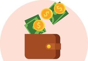 Vector Image Of A Wallet With Cash And Coins