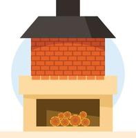 Vector Image Of A Fireplace Outside Of The House