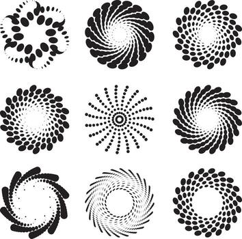 Nine Decorative Shapes With Dotted Patterns vector