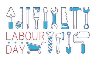 Labour day outline icon set. International Labour day and Industry tool icon set. For modern concepts, web and apps. Flat linear design. Vector illustration