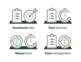 Time is money, mutual fund, term and conditions, investment strategy, finance solution, business plan, project management vector