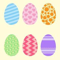 Set of colorful decorated Easter eggs vector