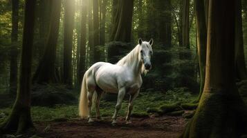 blanco caballo en el campo ai generado foto