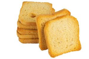 Slice of bread on white background photo
