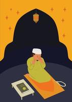 Muslim Man Praying Vector Illustration