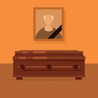 vector imagen de un ataúd en un funeral hogar