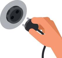 Hand Plugs Power Cord In Wall Socket vector