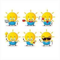 Lamp ideas cartoon character with various types of business emoticons vector