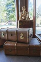 Antique bags and rabbit decoration in luxury hotel photo