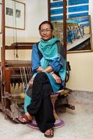 bangladesh, febrero dieciséis, 2014, retrato de bibi Russell un bangladeshi Moda diseñador y ex internacional modelo a bibi producciones, danmondi, dhaka. foto