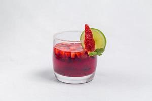 Classic frozen strawberry and lime margarita with fresh strawberries. Valentine's dessert recipe. Strawberry juice. photo