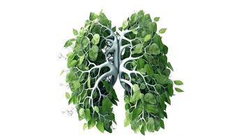 Human lungs made from leaves. Clean air without pollution concept. . photo