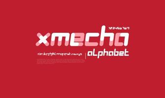 Xmecha abstract digital technology logo font alphabet. Minimal modern urban fonts for logo, brand etc. Typography typeface uppercase lowercase and number. vector illustration