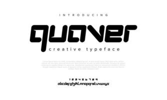 Quaver abstract digital technology logo font alphabet. Minimal modern urban fonts for logo, brand etc. Typography typeface uppercase lowercase and number. vector illustration