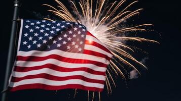 american flag and fireworks photo