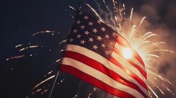 american flag and fireworks photo