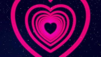 cute aesthetics neon pink heart tunnel motion background video
