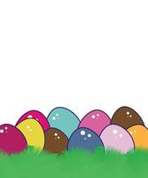 easter eggs on grass background illustration vector