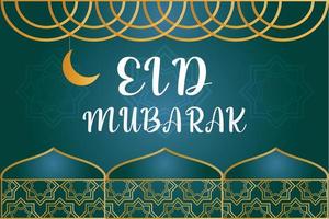 Eid Mubarak text premium vector illustration with luxury design