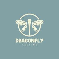 Dragonfly Logo, Flying Animal Design, Vector Simple Line Style, Icon Symbol Illustration