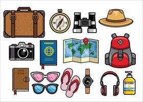 set of traveling objects collection vector