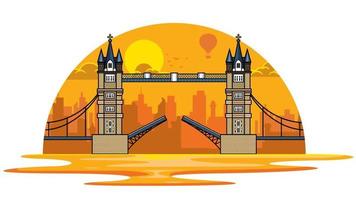 sunset at tower bridge of london vector