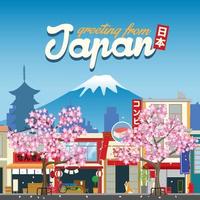 greeting from japan in cherry blossom season vector