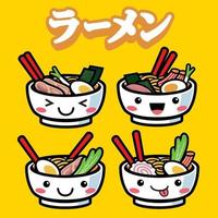 ramen con linda dibujos animados estilo vector