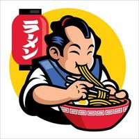 ramen mascot of traditional japan men vector