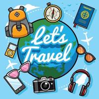 let's travel with cartoon style vector