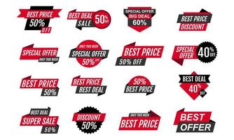 Price Tags And Sale Tags Icon Set. Ribbon Banner Price Tags Set. Set of Sale Tags Badges Vector. vector