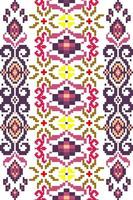 Floral Cross Stitch Embroidery on white background.geometric ethnic oriental seamless pattern traditional.Aztec style abstract vector illustration.design for texture,fabric,clothing,wrapping,sarong.