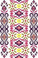 Floral Cross Stitch Embroidery on white background.geometric ethnic oriental seamless pattern traditional.Aztec style abstract vector illustration.design for texture,fabric,clothing,wrapping,sarong.