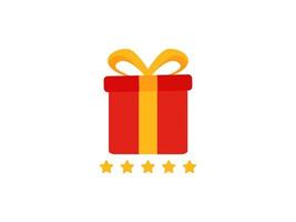 surprise red gift box, birthday celebration, special give away package, loyalty program reward, vector icon illustration