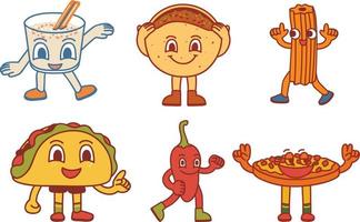 Mexican food icon set. Cartoon mexican food vector illustration