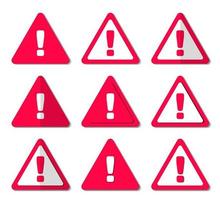 Triangle Warning Sign Minimalist Flat Design Set vector