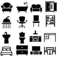 mueble vector icono colocar. pañería y hogar textiles ilustración firmar recopilación. interior logo.