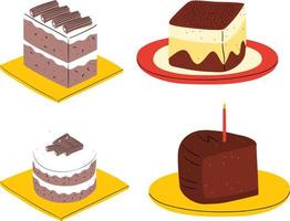 Chocolate cake icon set. Isometric illustration of chocolate cake vector icons for web design