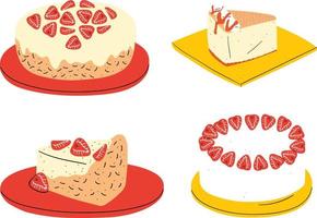 Set of delicious cakes. Vector illustration in doodle style.