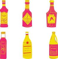 Set of hand drawn tequila bottles. Vector illustration isolated on white background.