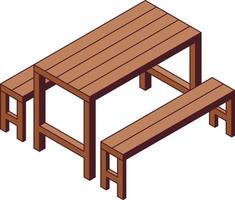 wooden picnic table on white background vector illustration design