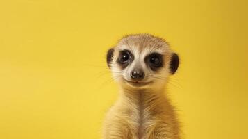 Banner with meerkat on a yellow background. . photo