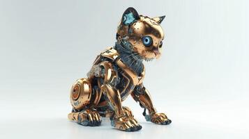 Robot cat on the white background. . photo