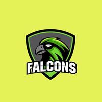 falcons mascot cartoon image in black and green colors. vector