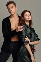 man and woman fashionable clothes romance passion attractive style photo