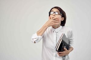 woman in white shirt Secretary office executive Studio Lifestyle photo